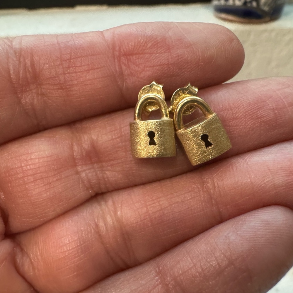 Gold Lock Earrings